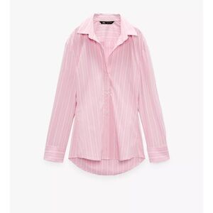 Zara Pink Striped Button Down Shirt